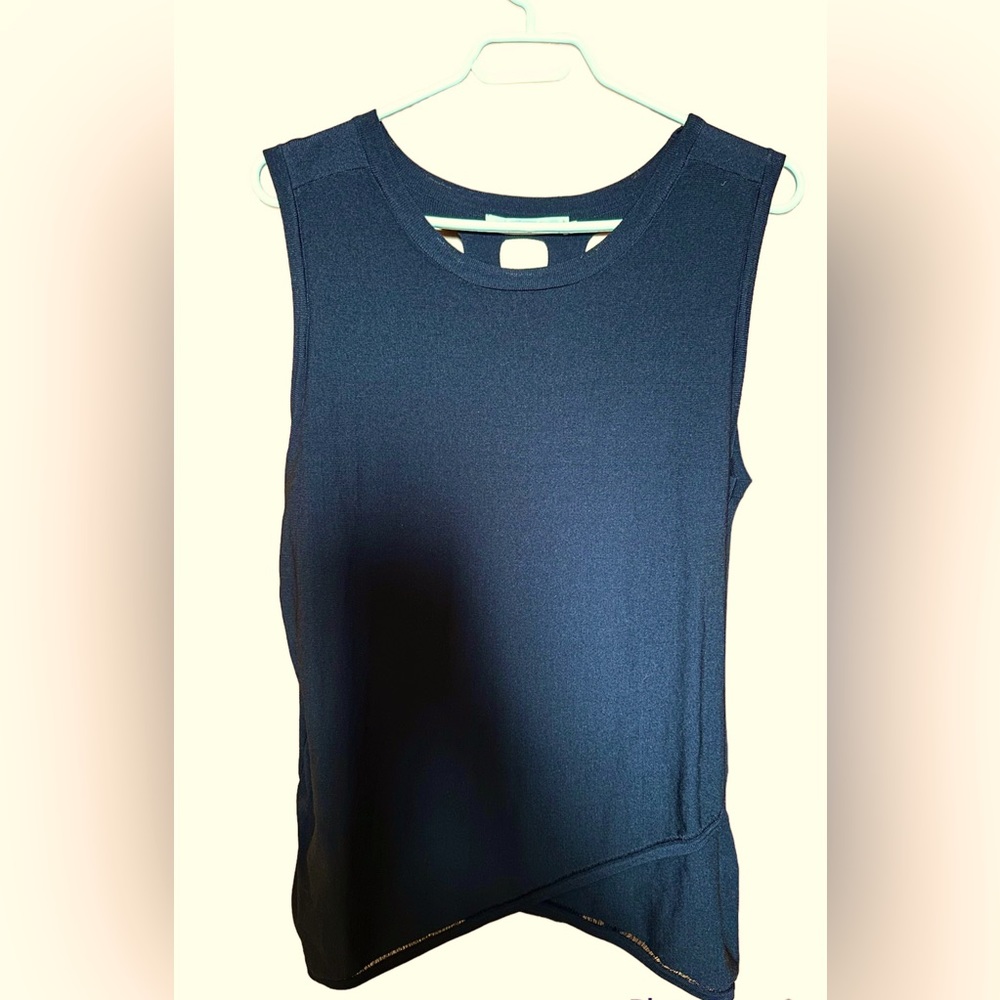 One gray day sweater vest with detailed back